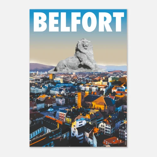 Affiche Lion de Belfort – Franche-Comté.webp Affiche Lion de Belfort en Franche-Comté, illustration murale